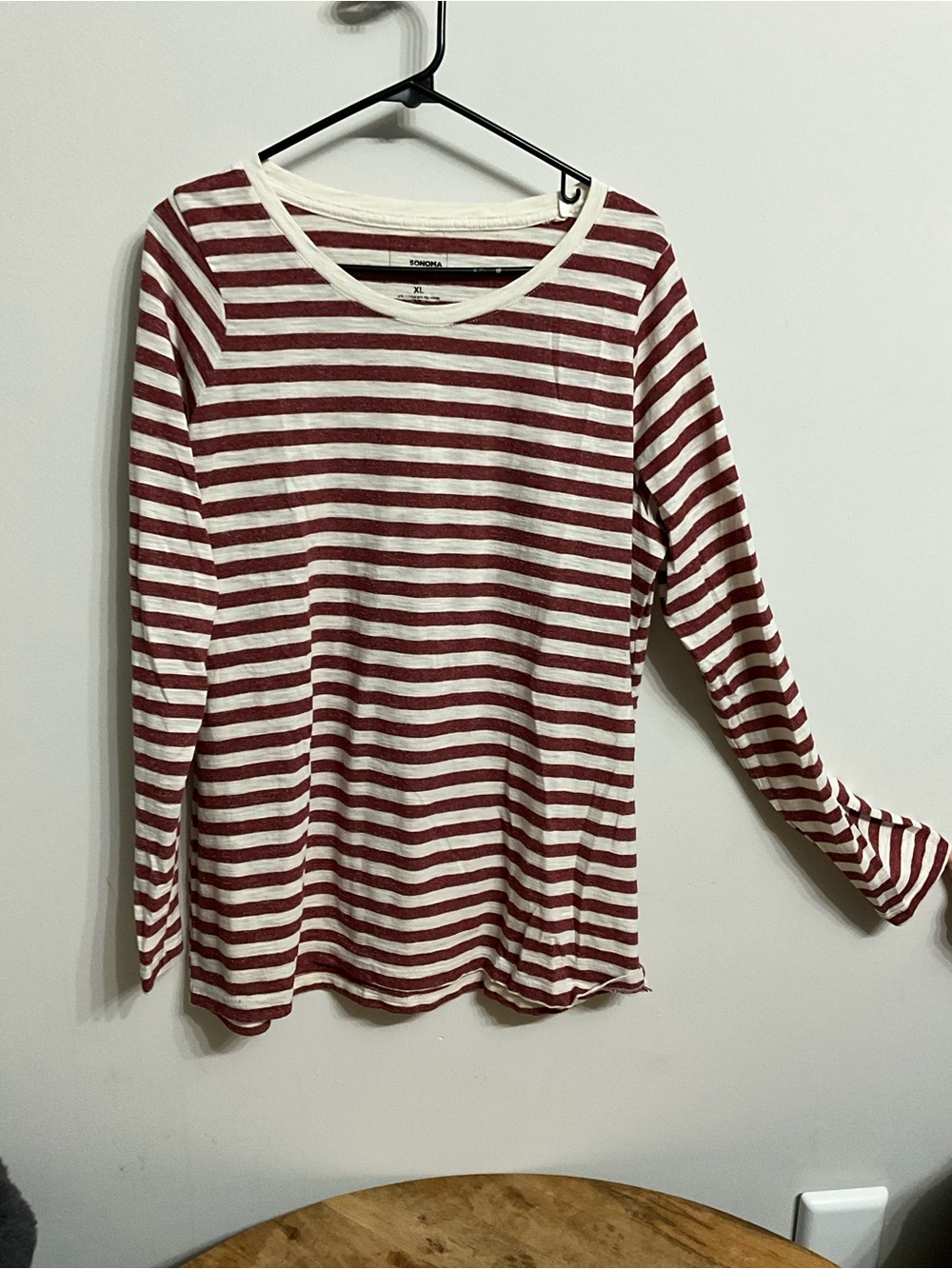 Sonoma Red and White Striped Long Sleeve Tee